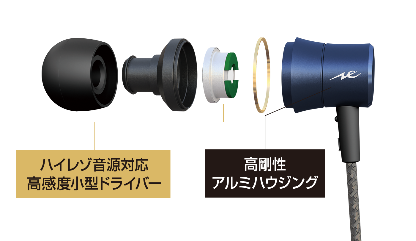 HP-NEH31 アルミハウジング 小型ハイレゾイヤホン｜radius｜ラディウス